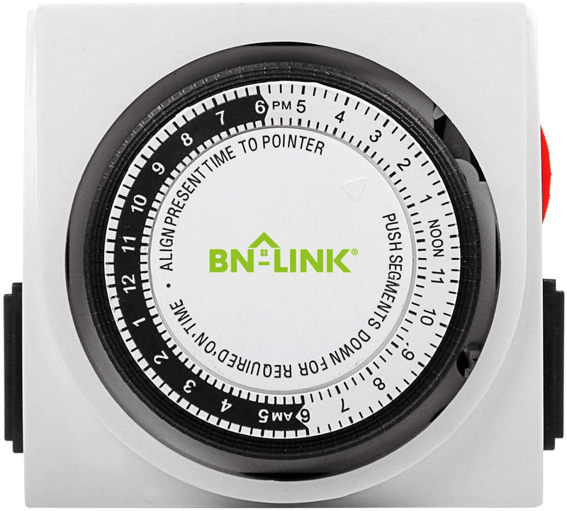 BN-LINK Heavy Duty Mechanical 24 Hour Timer Dual Outlet 3-Prong Accurate Indoor for Lamps Fans Christmas Lights White AC 1875W 1/2 HP, UL Listed Home & Garden > Lighting Accessories > Lighting Timers BN-LINK Default Title  