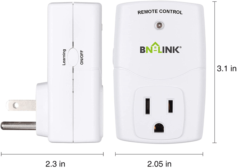 BN-LINK Mini Wireless Remote Control Outlet Switch Power Plug In for Household Appliances, Wireless Remote Light Switch, LED Light Bulbs, White (1 Remote + 3 Outlet) 1200W/10A Home & Garden > Lighting Accessories > Lighting Timers BN-LINK   