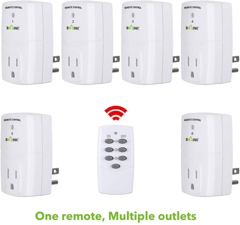 BN-LINK Mini Wireless Remote Control Outlet Switch Power Plug In for Household Appliances, Wireless Remote Light Switch, LED Light Bulbs, White (1 Remote + 3 Outlet) 1200W/10A Home & Garden > Lighting Accessories > Lighting Timers BN-LINK   