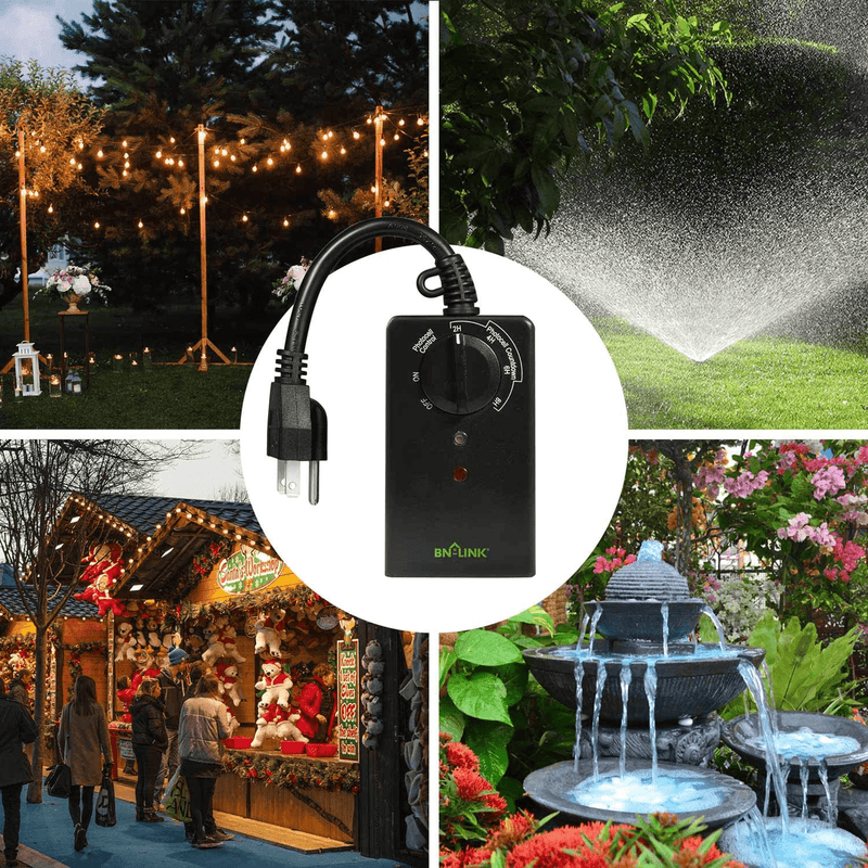 BN-LINK Outdoor 24-Hour Timer With Photocell Light Sensor, Water Resistant Photoelectric Countdown Timer(2, 4, 6 or 8 Hours Mode), Weatherproof, Two (2) Grounded Outlets for Home and Garden, Black Home & Garden > Lighting Accessories > Lighting Timers BN-LINK   