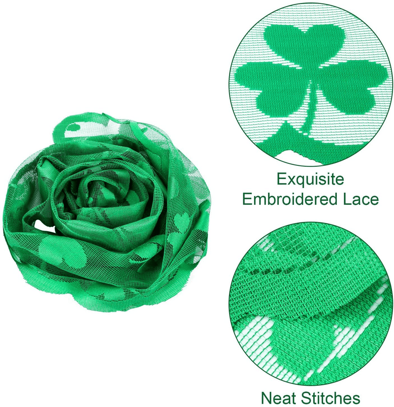 Boao St. Patrick'S Day Table Runner Tablecloth, Irish Clover Embroidered Tablecloth Green Shamrock Lace Table Cover Topper Dresser Scarf for Spring Wedding Shower Party Supplies(1 Piece,13 X 72 Inch) Home & Garden > Decor > Seasonal & Holiday Decorations Boao   