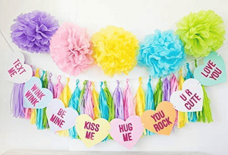 Bobee Conversation Candy Hearts Banner, Eight Valentines Day Heart Sayings Pre-Strung Double Sided Garland Decorations, Six Feet Long Arts & Entertainment > Party & Celebration > Party Supplies Bobee   