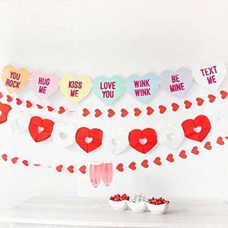 Bobee Conversation Candy Hearts Banner, Eight Valentines Day Heart Sayings Pre-Strung Double Sided Garland Decorations, Six Feet Long Arts & Entertainment > Party & Celebration > Party Supplies Bobee   