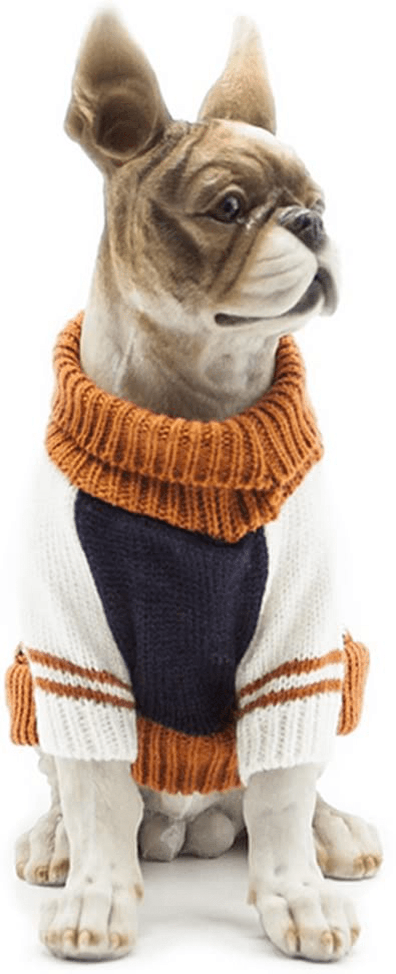 BOBIBI Dog Sweater of the Diamond Plaid Pet Cat Winter Knitwear Warm Clothes,Orange,Small
