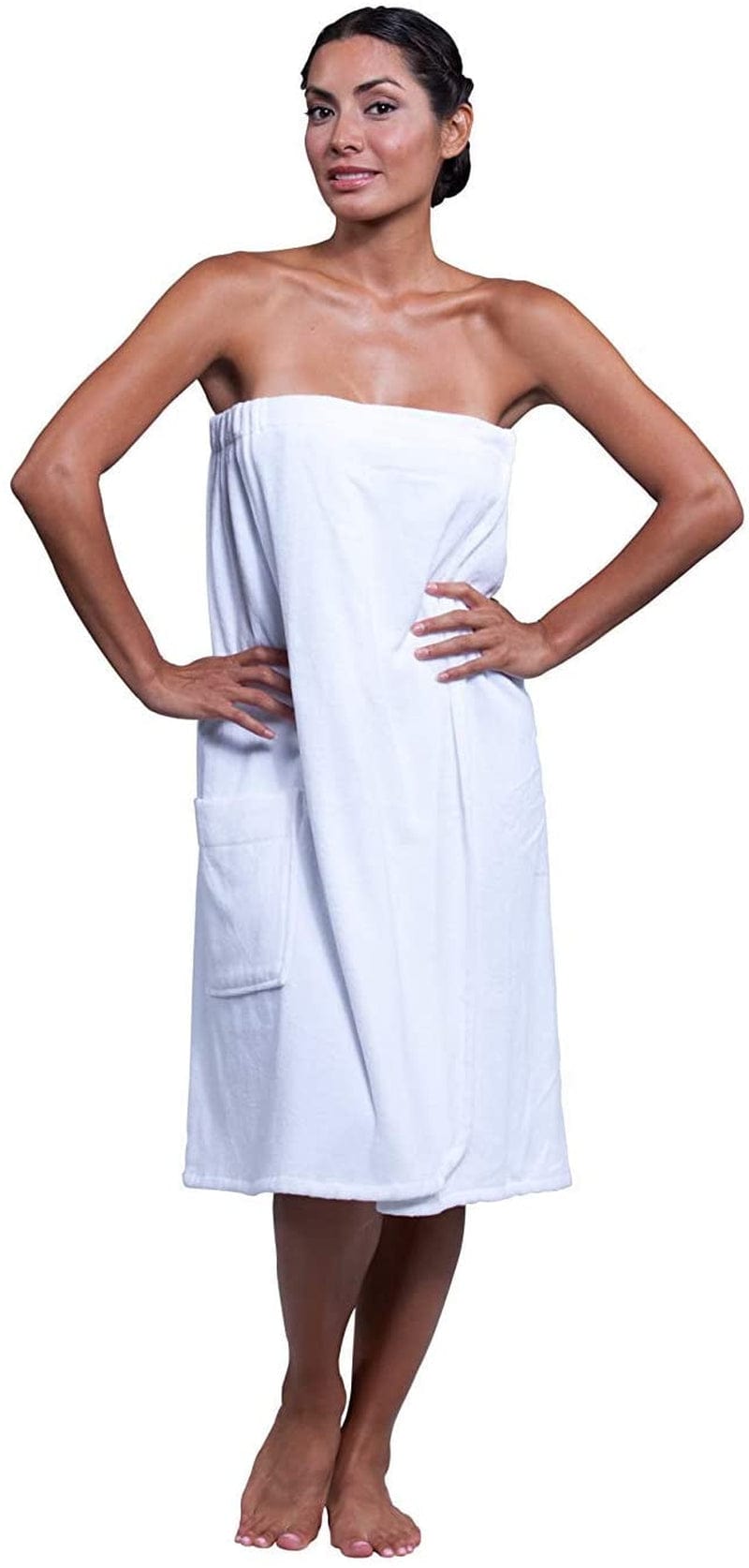 Boca Terry Womens Spa Wrap - 100% Cotton Spa, Shower, Bath and Gym Towel W Snaps - Med/Large, XXL, 4XL, 6XL (Medium/Large, Grey) Home & Garden > Linens & Bedding > Towels BOCA BT TERRY White XXXXL 