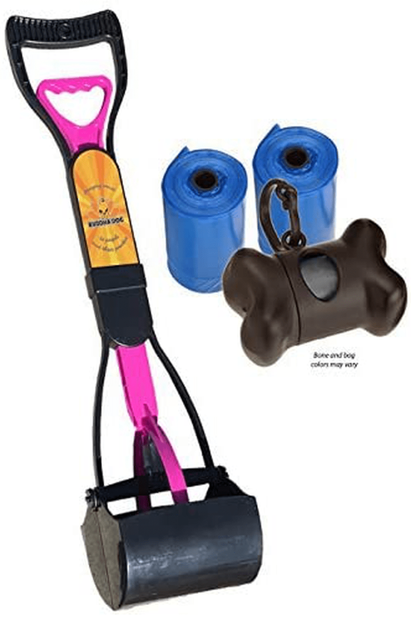 Bodhi Dog Complete Poo Pack | 24" Pooper Scooper, Poop Bags, and Pet Dog Waste Bag Holder | Perfect for Small, Medium, Large, XL Pets - Great for Grass and Gravel Animals & Pet Supplies > Pet Supplies > Dog Supplies Bodhi Dog Pink  