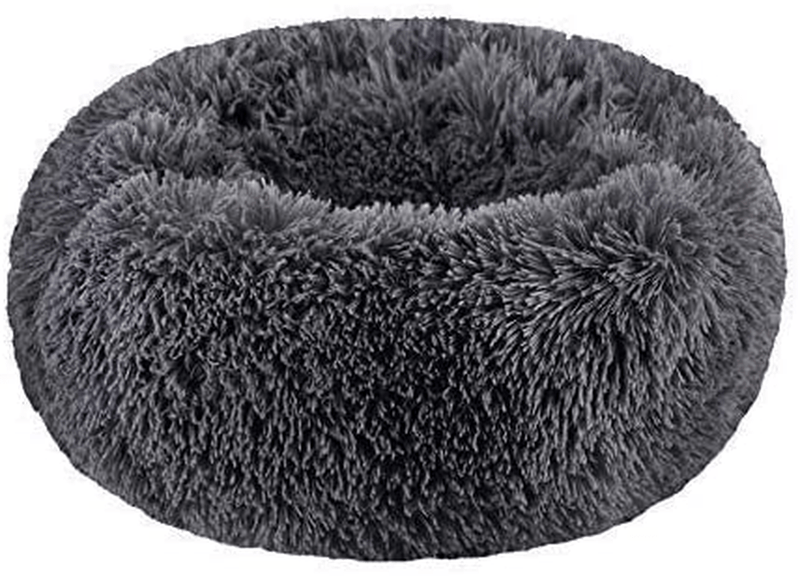 BODISEINT Modern Soft Plush Round Pet Bed for Cats or Small Dogs, Mini Medium Sized Dog Cat Bed Self Warming Autumn Winter Indoor Snooze Sleeping Cozy Kitty Teddy Kennel (M(23.6”Dx7.9 H), Light Grey) Animals & Pet Supplies > Pet Supplies > Cat Supplies > Cat Beds BODISEINT Dark Grey Small (Pack of 1) 