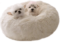 BODISEINT Modern Soft Plush Round Pet Bed for Cats or Small Dogs, Mini Medium Sized Dog Cat Bed Self Warming Autumn Winter Indoor Snooze Sleeping Cozy Kitty Teddy Kennel (M(23.6”Dx7.9 H), Light Grey) Animals & Pet Supplies > Pet Supplies > Cat Supplies > Cat Beds BODISEINT White Medium (Pack of 1) 