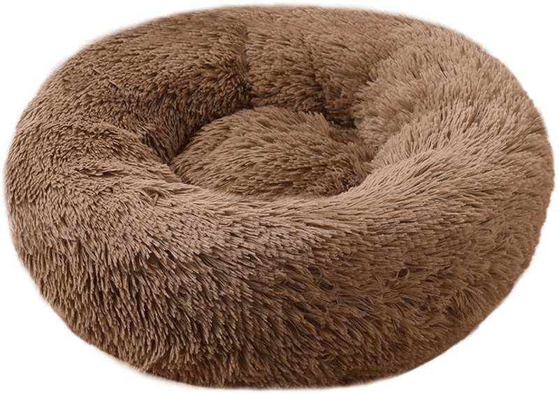 BODISEINT Modern Soft Plush Round Pet Bed for Cats or Small Dogs, Mini Medium Sized Dog Cat Bed Self Warming Autumn Winter Indoor Snooze Sleeping Cozy Kitty Teddy Kennel (M(23.6”Dx7.9 H), Light Grey) Animals & Pet Supplies > Pet Supplies > Cat Supplies > Cat Beds BODISEINT Coffee L(27.6" Dx7.9 H) 