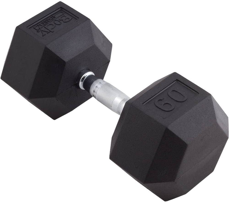 Body Sport Rubber Encased Hex Dumbbell Weight – Dumbbells for Exercises – Strength Training Equipment – Home Gym Accessories – Weight Training Sporting Goods > Outdoor Recreation > Winter Sports & Activities Body Sport Black 60-Pound  