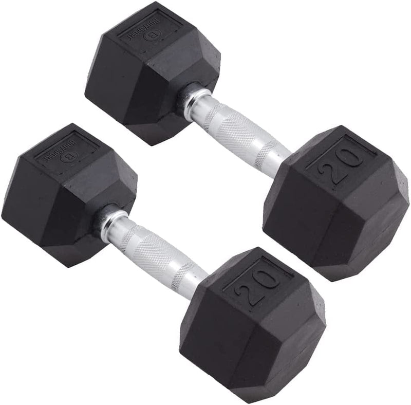Body Sport Rubber Encased Hex Dumbbell Weight – Dumbbells for Exercises – Strength Training Equipment – Home Gym Accessories – Weight Training Sporting Goods > Outdoor Recreation > Winter Sports & Activities Body Sport 20lb, Pair  