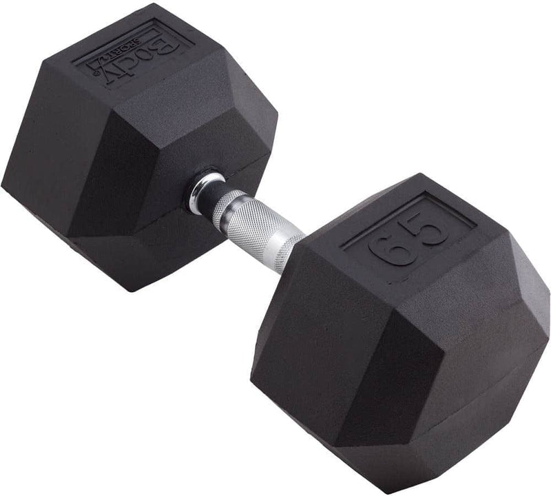 Body Sport Rubber Encased Hex Dumbbell Weight – Dumbbells for Exercises – Strength Training Equipment – Home Gym Accessories – Weight Training Sporting Goods > Outdoor Recreation > Winter Sports & Activities Body Sport Black 65-Pound  