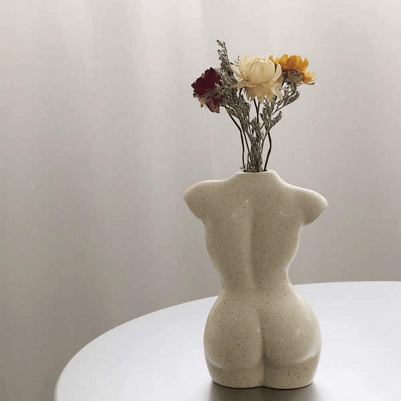 Body Vase Female Form, Body Shaped Sculpture, Cute Bud Flower Vases, Modern Chic Decor for Boho Home, Feminist Decor, Female Power Gift (Ivory, Regular)