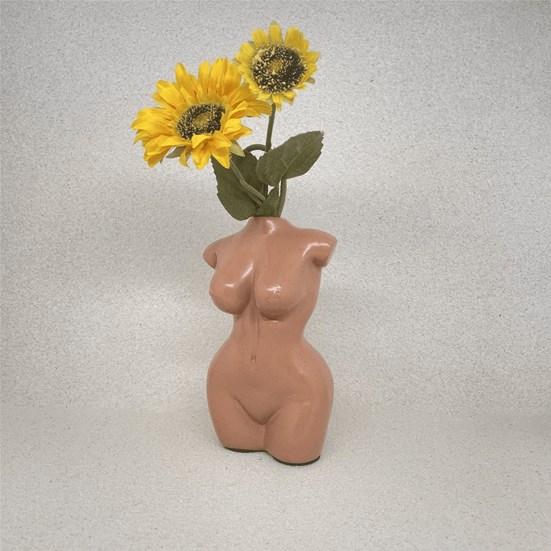 Body Vase Female Form, Body Shaped Sculpture, Cute Bud Flower Vases, Modern Chic Decor for Boho Home, Feminist Decor, Female Power Gift (Ivory, Regular) Home & Garden > Decor > Vases Fatty Bee Brown Large 
