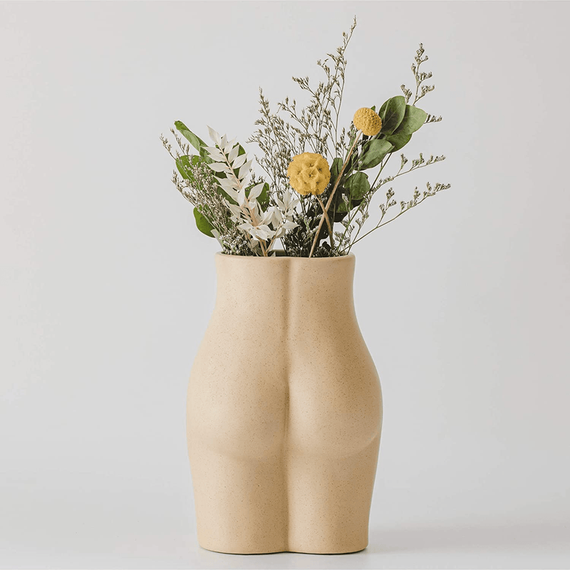Body Vase Female Form Butt Vase Tall Booty Shaped Flower Vases [Speckled Matte Sandy Ceramic] Cheeky Sculpture Unique Modern Boho Home Decor Planter Plant Pot Feminist Cute Chic Accent Room Table Desk Home & Garden > Decor > Seasonal & Holiday Decorations BASE ROOTS Default Title  
