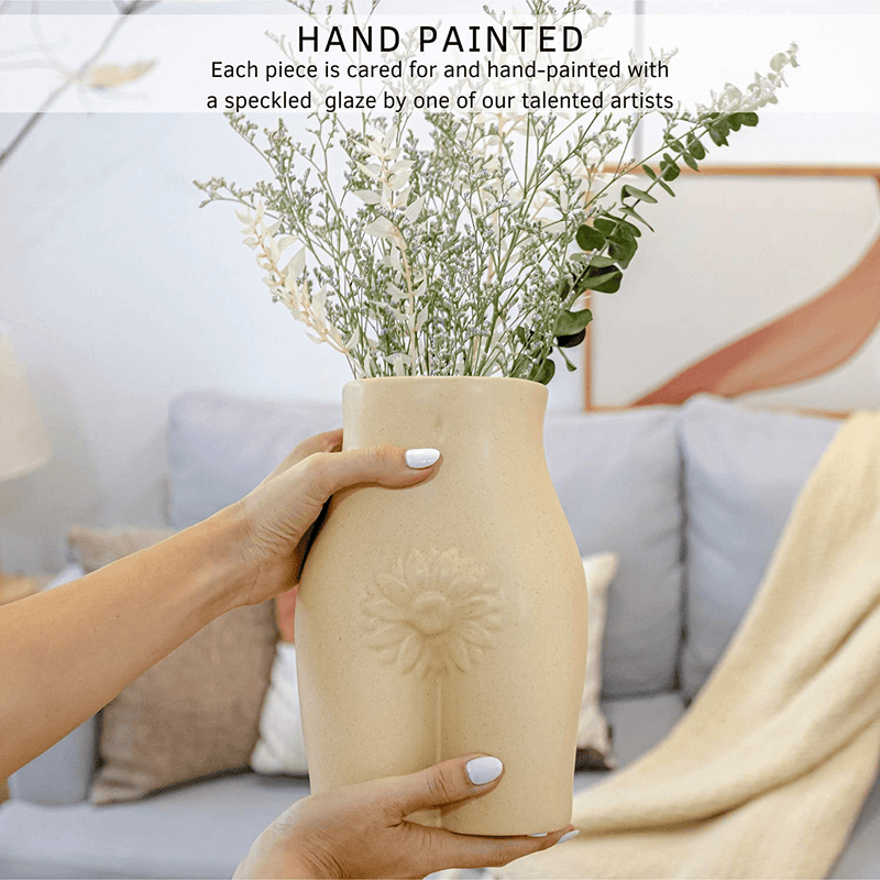 Body Vase Female Form Butt Vase Tall Booty Shaped Flower Vases [Speckled Matte Sandy Ceramic] Cheeky Sculpture Unique Modern Boho Home Decor Planter Plant Pot Feminist Cute Chic Accent Room Table Desk Home & Garden > Decor > Seasonal & Holiday Decorations BASE ROOTS   