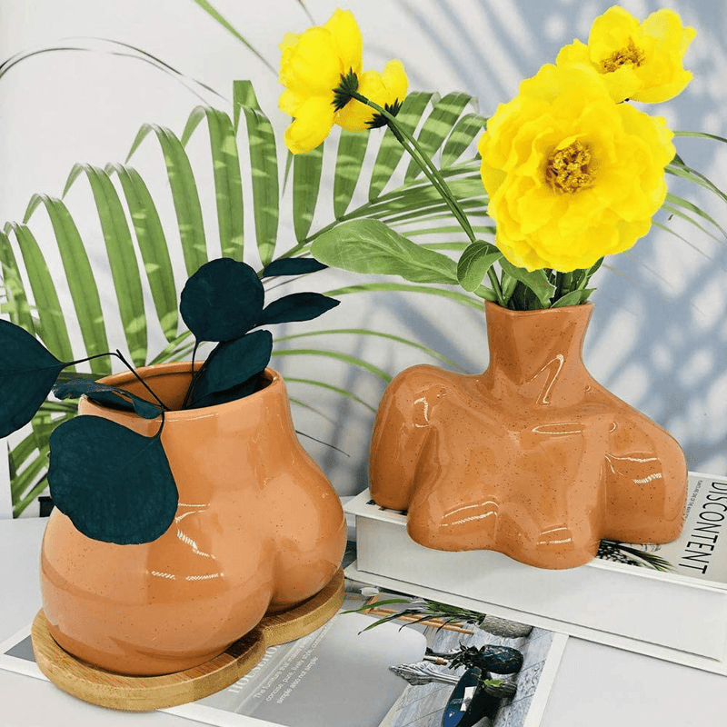 Body Vase Female Form Vase, Modern Art Décor, Flower Ceramic Vase for Home Office Décor, Boho Décor, Sculpture Vase (Brown Tone) Home & Garden > Decor > Vases Fatty Bee   