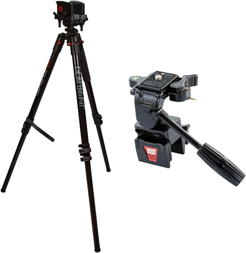 BOG Deathgrip Tripods with Durable Aluminum and Carbon Fiber Frames, Lightweight, Stable Design, Bubble Level, Adjustable Legs, and Hands-Free Operation for Hunting, Shooting, and Outdoors Sporting Goods > Outdoor Recreation > Winter Sports & Activities BOG Aluminum Tripod + Adaptor 