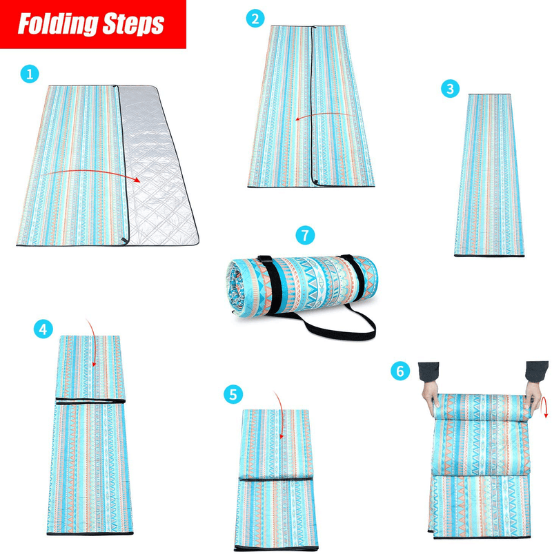 Boho Beach Blanket Picnic Blankets Anti-Water Sandless,Outdoor Blanket Beach Mat for Camping Foldable 79"X79" Extra Large Machine Washable Home & Garden > Lawn & Garden > Outdoor Living > Outdoor Blankets > Picnic Blankets LUCOWEE   