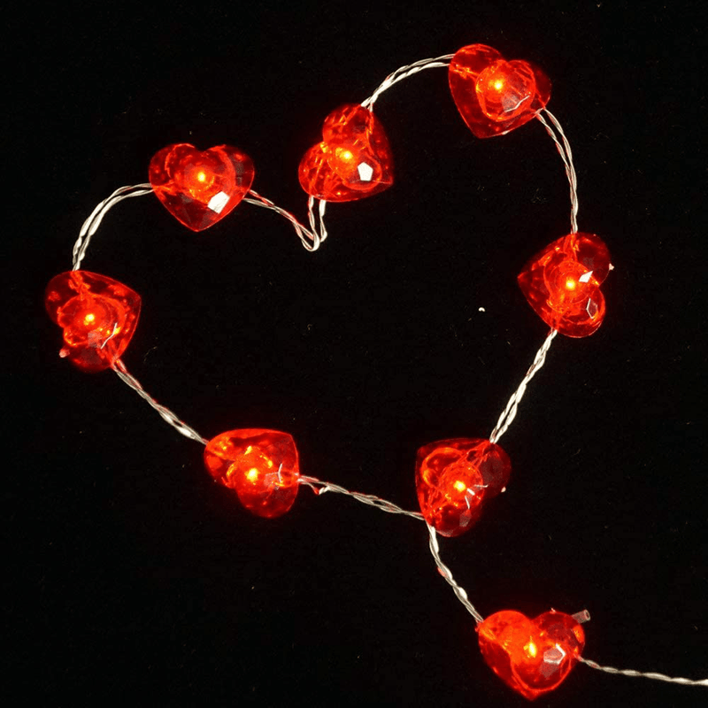BOHON Valentine Day Decorations 10 Ft 40 Leds Red Heart Shaped Twinkle Fairy String Lights Battery Operated for Kids Bedroom Wedding Indoor Party Valentine'S Day Mother'S Day Decor with Remote Home & Garden > Decor > Seasonal & Holiday Decorations BOHON   