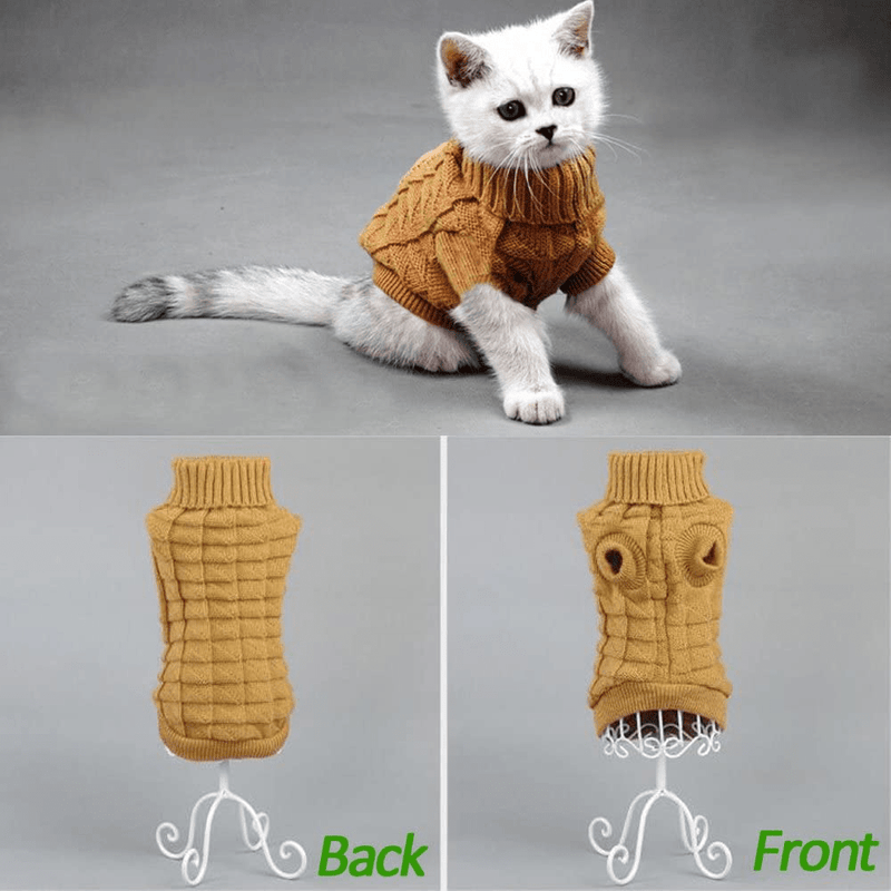 Bolbove Cable Knit Turtleneck Sweater for Small Dogs & Cats Knitwear Cold Weather Outfit Animals & Pet Supplies > Pet Supplies > Cat Supplies > Cat Apparel Bolbove   