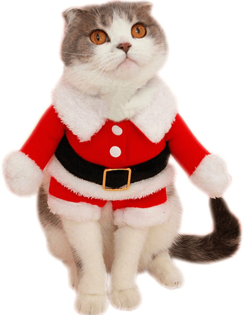 Bolbove Pet Christmas Santa Claus Suit Costume for Small Boy Dogs & Male Cats Jumpsuit Winter Coat Warm Clothes Animals & Pet Supplies > Pet Supplies > Cat Supplies > Cat Apparel Bolbove Red Medium 