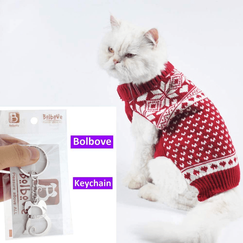 Bolbove Pet Red Snowflake Turtleneck Sweater for Small Dogs & Cats Knitwear Animals & Pet Supplies > Pet Supplies > Cat Supplies > Cat Apparel Bolbove   