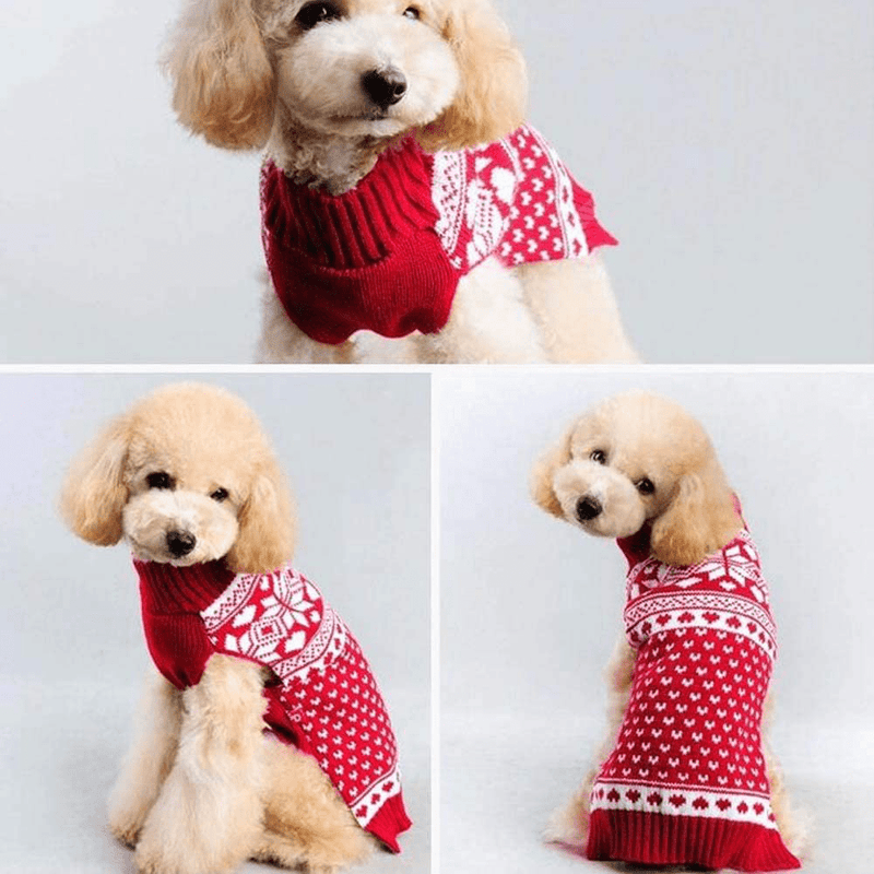 Bolbove Pet Red Snowflake Turtleneck Sweater for Small Dogs & Cats Knitwear Animals & Pet Supplies > Pet Supplies > Cat Supplies > Cat Apparel Bolbove   