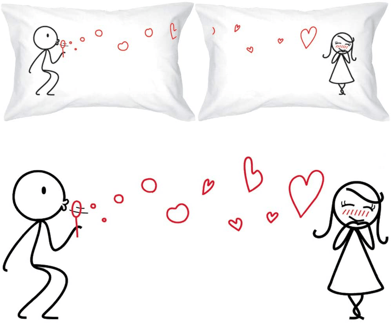Boldloft from My Heart to Yours Couples Pillowcases (King Size) His and Hers Gifts for Girlfriend Wife Valentines Day Anniversary Wedding Engagement Dating Stick Figure Couples Gift for Her Women Home & Garden > Decor > Seasonal & Holiday Decorations BoldLoft Standard / Queen  