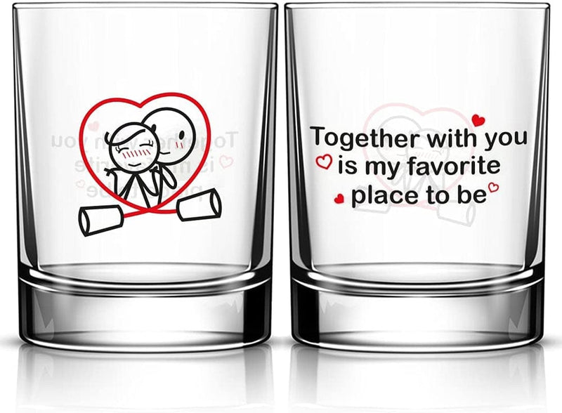 Boldloft Say I Love You His and Hers Drinking Glasses- Gifts for Her Valentines Day Wedding Anniversary- Couples Glasses Set of 2- Couples Gifts Home & Garden > Kitchen & Dining > Tableware > Drinkware BoldLoft Together with U  
