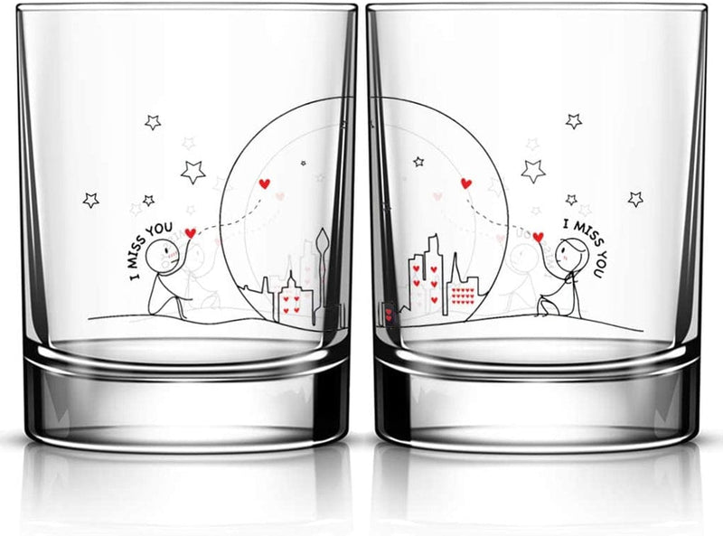Boldloft Say I Love You His and Hers Drinking Glasses- Gifts for Her Valentines Day Wedding Anniversary- Couples Glasses Set of 2- Couples Gifts Home & Garden > Kitchen & Dining > Tableware > Drinkware BoldLoft Miss Us  