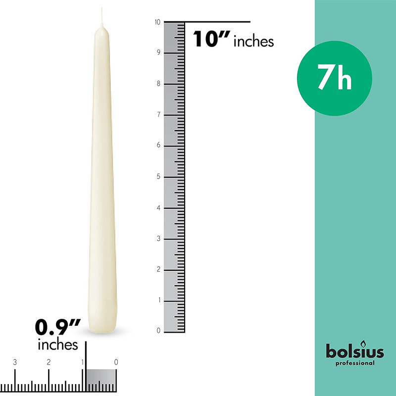 BOLSIUS Long Household Ivory Taper Candles - 10-inch Unscented Premium Quality Wax - 7 Hour Long Burning Dripless Candles Bulk Pack of 100 for Home Decor, Wedding, Parties and Special Occasions Home & Garden > Decor > Home Fragrances > Candles BOLSIUS   
