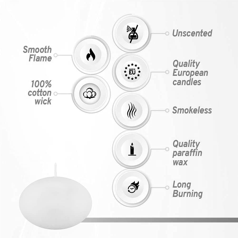Bolsius Unscented 1.75" Floating Candles – Set of 20 White Floating Candles – Cute and Elegant Burning Candles – Candles with Nice and Smooth Flame – Party Accessories Home & Garden > Decor > Home Fragrances > Candles BOLSIUS   