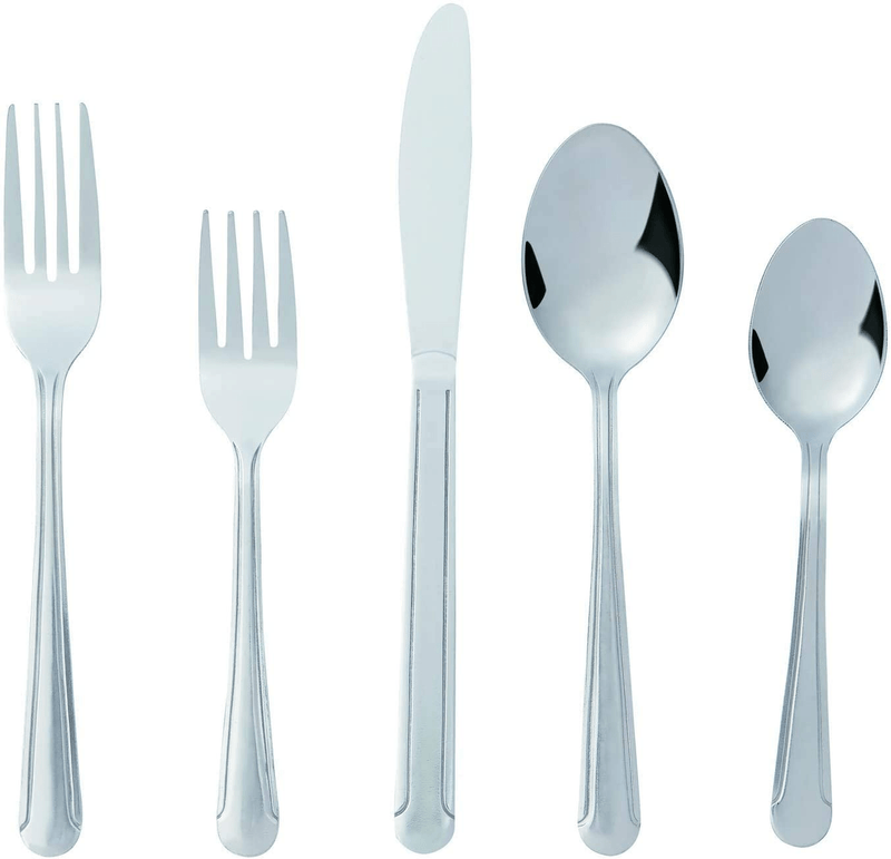 Bon Camisole 20-Piece Stainless Steel Flatware Silverware Cutlery Set, Include Knife/Fork/Spoon, Dishwasher Safe, Service for 4