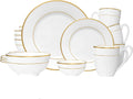 Bone China Dinnerware, 16PC Set, Service for 4, Double Gold Rim, White, Microwave Safe, Elegant Giftware, Dish Set, Essential Home, Everyday Living, Display, Decoration, Kitchen Dishes, Dinner Set Home & Garden > Kitchen & Dining > Tableware > Dinnerware QOUTIQUE Gold Rim 20PC 