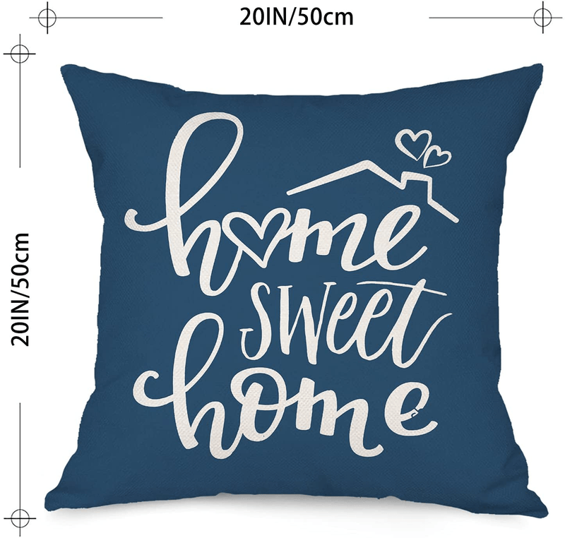 Bonsai Tree Blue Pillow Covers 20X20, Geometric Decorative Throw Pillow Covers Set of 4, Gray and White Stripe Linen Square Couch Cushion Cases Home Decor for Living Room Outdoor Sofa (Navy Blue) Home & Garden > Decor > Chair & Sofa Cushions Bonsai Tree   