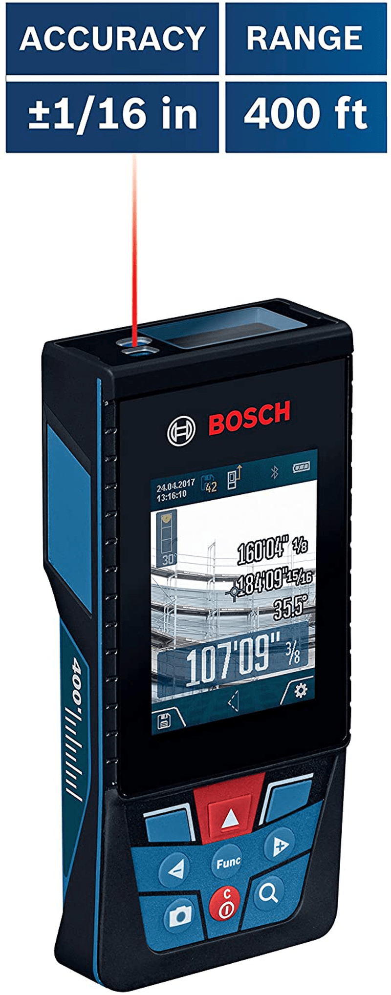 Bosch GLM400CL Blaze Outdoor 400ft Bluetooth Connected Laser Measure with Camera & Lithium-Ion Battery Hardware > Tools > Measuring Tools & Sensors BOSCH   