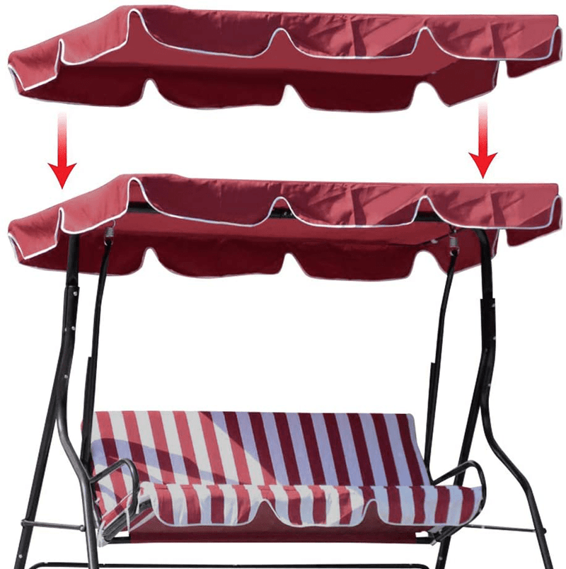 Boshen Outdoor Swing Replacement Canopy Fit 77" x 43" Frame Waterproof UV Blocking Swing Top Cover, 300D 160/gsm Polyester Porch Patio Swing Protection Sunshade Cover with Reinforced Corners-Burgundy
