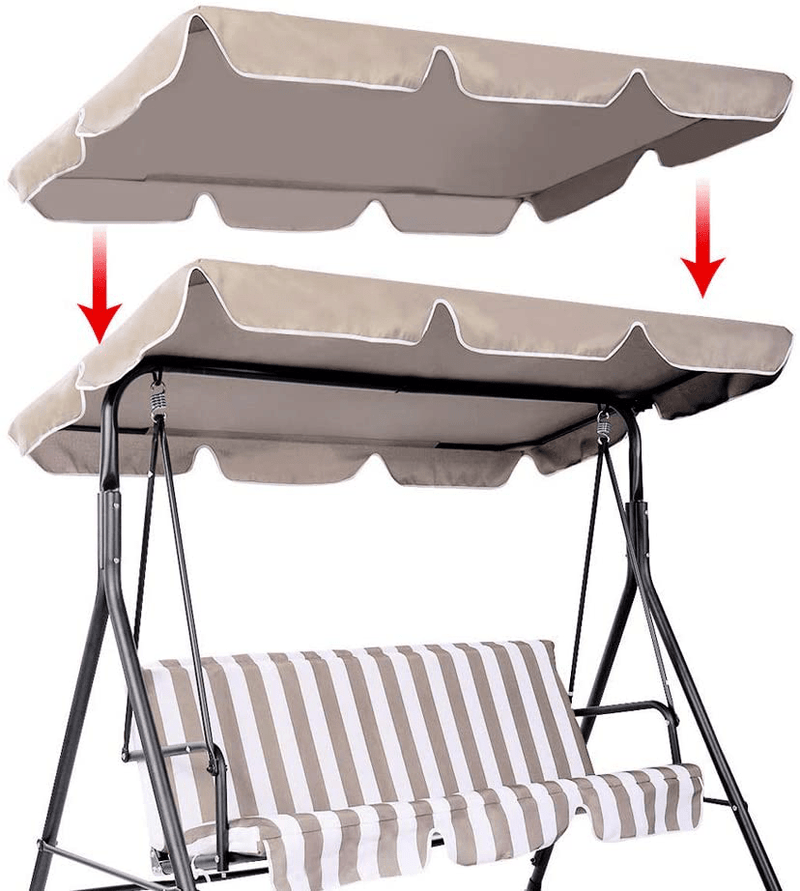 Boshen Outdoor Swing Replacement Canopy Fit 77" x 43" Frame Waterproof UV Blocking Swing Top Cover, 300D 160/gsm Polyester Porch Patio Swing Protection Sunshade Cover with Reinforced Corners-Burgundy Home & Garden > Lawn & Garden > Outdoor Living > Porch Swings Boshen Khaki 74" x 45" 