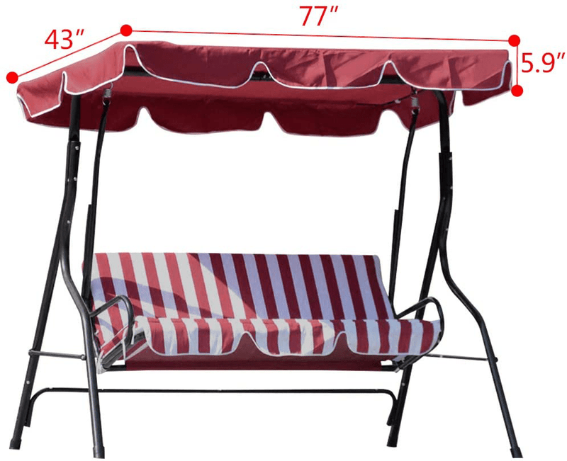 Boshen Outdoor Swing Replacement Canopy Fit 77" x 43" Frame Waterproof UV Blocking Swing Top Cover, 300D 160/gsm Polyester Porch Patio Swing Protection Sunshade Cover with Reinforced Corners-Burgundy Home & Garden > Lawn & Garden > Outdoor Living > Porch Swings Boshen   