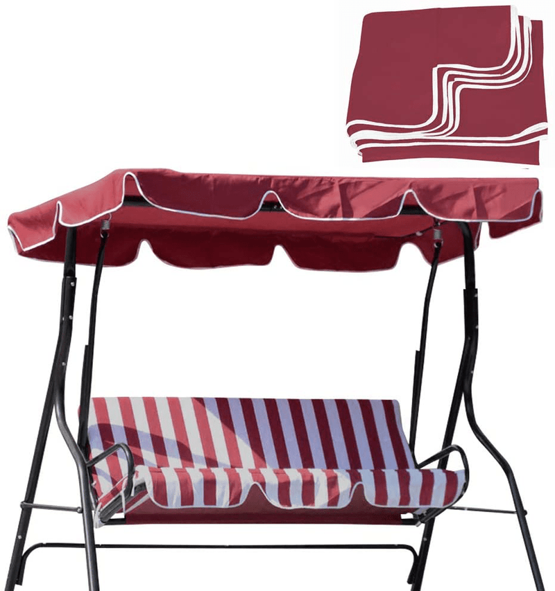 Boshen Outdoor Swing Replacement Canopy Fit 77" x 43" Frame Waterproof UV Blocking Swing Top Cover, 300D 160/gsm Polyester Porch Patio Swing Protection Sunshade Cover with Reinforced Corners-Burgundy Home & Garden > Lawn & Garden > Outdoor Living > Porch Swings Boshen   