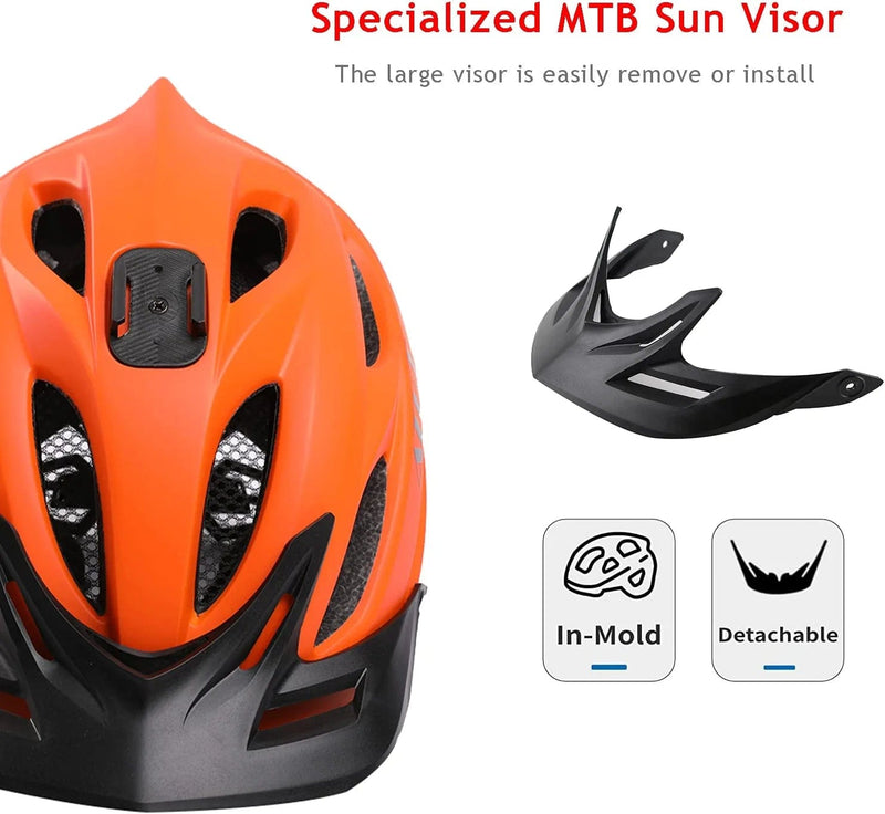 Bosoar Mountain Bike MTB Helmet,Road Bicycle Helmet with Camera Mount and Detachable Visor for Adult Men Women Youth Sporting Goods > Outdoor Recreation > Cycling > Cycling Apparel & Accessories > Bicycle Helmets Bosoar   