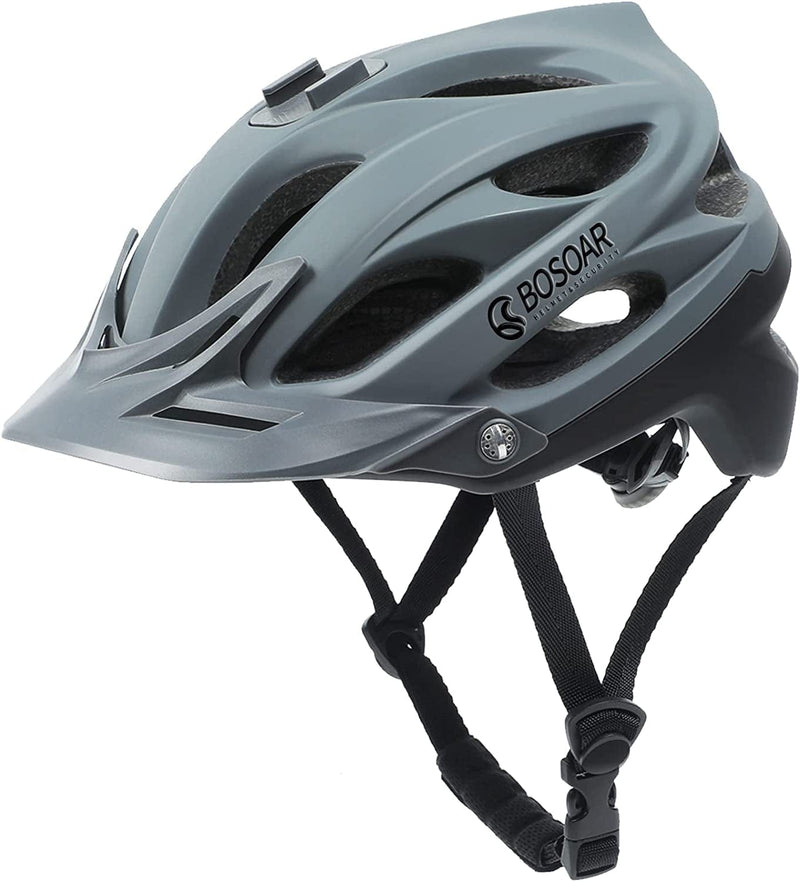Bosoar Mountain Bike MTB Helmet,Road Bicycle Helmet with Camera Mount and Detachable Visor for Adult Men Women Youth Sporting Goods > Outdoor Recreation > Cycling > Cycling Apparel & Accessories > Bicycle Helmets Bosoar gray  