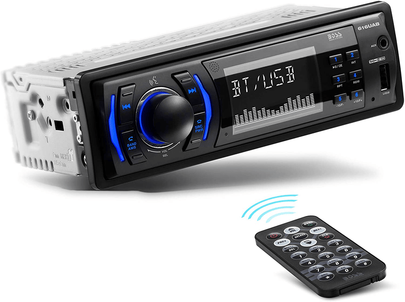 BOSS Audio Systems 616UAB Multimedia Car Stereo - Single Din LCD Bluetooth Audio and Hands-Free Calling, Built-in Microphone, MP3/USB, Aux-in, AM/FM Radio Receiver