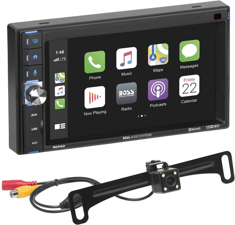 BOSS Audio Systems BCPA10RC Apple CarPlay Android Auto Car Multimedia Player - Single Din Chassis with 10.1 Inch Capacitive Touchscreen, Bluetooth, No DVD, RGB Illumination, Rear Camera Included Vehicles & Parts > Vehicle Parts & Accessories > Motor Vehicle Electronics BOSS Audio Systems 6.2 inch + Camera  