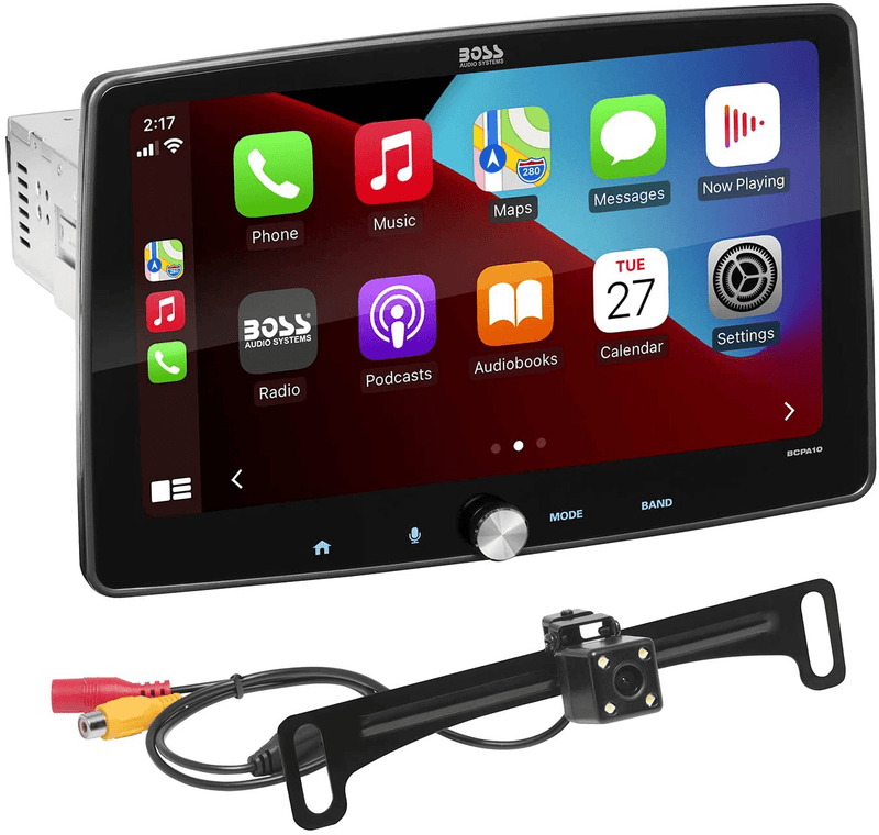 BOSS Audio Systems BCPA10RC Apple CarPlay Android Auto Car Multimedia Player - Single Din Chassis with 10.1 Inch Capacitive Touchscreen, Bluetooth, No DVD, RGB Illumination, Rear Camera Included Vehicles & Parts > Vehicle Parts & Accessories > Motor Vehicle Electronics BOSS Audio Systems 10.1 inch  