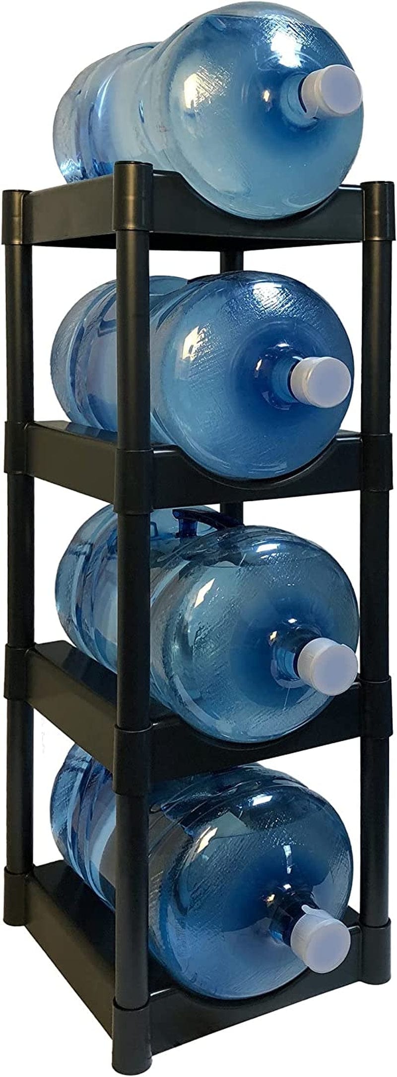 Bottle Buddy Water Racks - 3 and 5 Gallon Bottles - 4-Tray Jug Storage System - Free-Standing Organizer for Home, Office, Kitchen, Warehouse - Black Home & Garden > Decor > Decorative Jars Bottle Buddy   