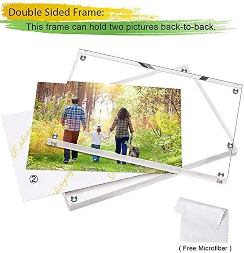 Boxalls 5X7 Inches Acrylic Picture Frame, Desktop Frameless Photo Frame with Magnetic, Double Sided Transparent Home & Garden > Decor > Picture Frames Boxalls   
