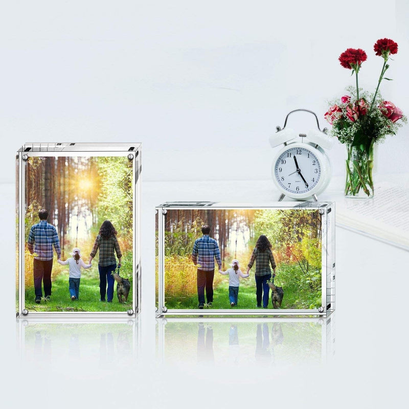 Boxalls 5X7 Inches Acrylic Picture Frame, Desktop Frameless Photo Frame with Magnetic, Double Sided Transparent Home & Garden > Decor > Picture Frames Boxalls   