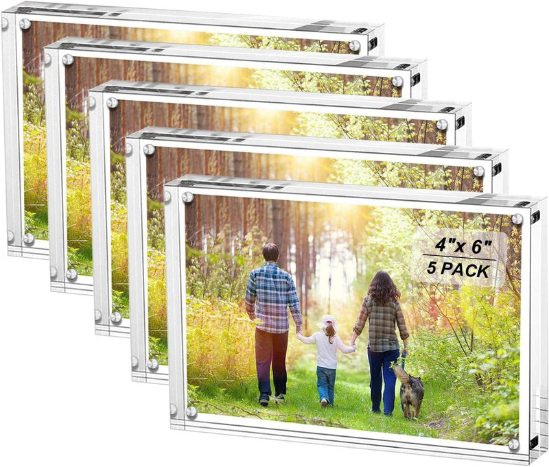 Boxalls 5X7 Inches Acrylic Picture Frame, Desktop Frameless Photo Frame with Magnetic, Double Sided Transparent Home & Garden > Decor > Picture Frames Boxalls 5 4"x 6" 